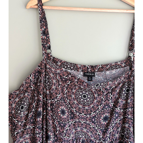 Torrid Medallion Print Babydoll Mini Dress Strappy Swing Tunic Boho Plus Size 5X - Picture 5 of 15